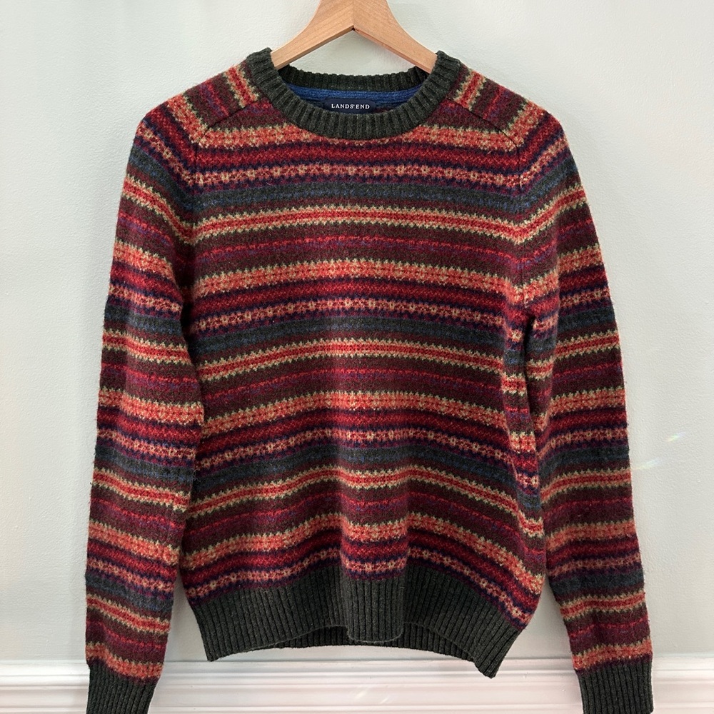 Lands' End Multicolor Wool Men's Sweater